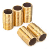 LTWFITTING Brass Pipe 1-1/2 Inch Close Nipple Fitting 1/2 Male NPT Air Water(Pack of 5)