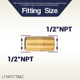 LTWFITTING Brass Pipe 1-1/2 Inch Close Nipple Fitting 1/2 Male NPT Air Water(Pack of 5)