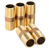 LTWFITTING Brass Pipe 2 Inch Long Nipple Fitting 1/2 Male NPT Air Water(Pack of 5)