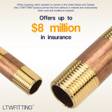 LTWFITTING Brass Pipe 2-1/2 Inch Long Nipple Fitting 1/2 Male NPT Air Water(Pack of 5)
