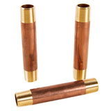 LTWFITTING Brass Pipe 4-1/2 Inch Long Nipples Fitting 1/2 Inch Male NPT Air Water(Pack of 3)