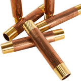 LTWFITTING Brass Pipe 4-1/2 Long Nipples Fitting 1/2 Male NPT Air Water(Pack of 10)