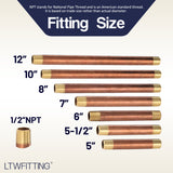 LTWFITTING Assortment Kit Total length (5" 5-1/2" 6" 7" 8" 10" 12") x 1/2" Male NPT Brass Pipe Long Nipple Set (Pack of 7)