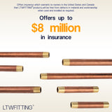 LTWFITTING Assortment Kit Total length (5" 5-1/2" 6" 7" 8" 10" 12") x 1/2" Male NPT Brass Pipe Long Nipple Set (Pack of 7)