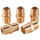 LTWFITTING Brass Pipe Hex Nipple Fitting 3/8 inch NPT x 3/8 inch BSPT Male (Pack of 5)