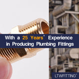 LTWFITTING Brass Pipe Hex Nipple Fitting 3/8 inch NPT x 3/8 inch BSPT Male (Pack of 5)