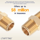 LTWFITTING Brass Pipe Hex Nipple Fitting 1/2 x 1/2 Inch Male Pipe NPT MNPT MPT Air Fuel Water(Pack of 20)
