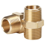 LTWFITTING Brass Pipe Hex Nipple Fitting 1/2 inch NPT x 1/2 inch BSPT Male (Pack of 2)