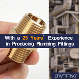 LTWFITTING Brass Pipe Hex Nipple Fitting 1/2 inch NPT x 1/2 inch BSPT Male (Pack of 2)