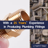 LTWFITTING Brass Pipe Hex Nipple Fitting 1/2 inch NPT x 1/2 inch BSPT Male (Pack of 200)