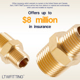 LTWFITTING Brass Pipe Hex Reducing Nipple Fitting 3/8-Inch x 1/4-Inch Male NPT(Pack of 200)