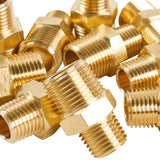 LTWFITTING Brass Pipe Hex Reducing Nipple Fitting 3/8-Inch x 1/4-Inch Male NPT(Pack of 25)