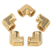 LTWFITTING Brass Pipe Fitting Female 90 Deg 1/4-Inch NPT Elbow Fuel Air(Pack of 5)