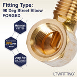 LTWFITTING Brass Pipe 90 Deg 1/4-Inch NPT Street Elbow Forged Fitting Fuel Air Boat(Pack of 20)