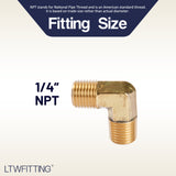 LTWFITTING Brass Pipe Male 90 Deg Elbow Fitting 1/4-Inch NPT Water Fuel(Pack of 5)