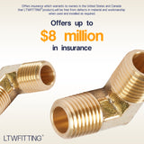 LTWFITTING Brass Pipe Male 90 Deg Elbow Fitting 1/4-Inch NPT Water Fuel(Pack of 250)