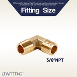 LTWFITTING Brass Pipe Male 90 Deg Elbow Fitting 3/8-Inch NPT Water Fuel(Pack of 25)