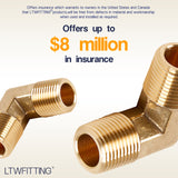 LTWFITTING Brass Pipe Male 90 Deg Elbow Fitting 3/8-Inch NPT Water Fuel(Pack of 5)