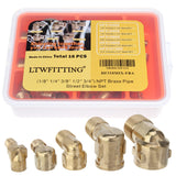 LTWFITTING Assortment Kit 1/8" 1/4" 3/8" 1/2" 3/4" NPT Brass Pipe Street Elbow Set (Pack of 16)