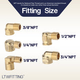 LTWFITTING Assortment Kit 1/8" 1/4" 3/8" 1/2" 3/4" NPT Brass Pipe Street Elbow Set (Pack of 16)