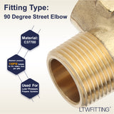 LTWFITTING Assortment Kit 1/8" 1/4" 3/8" 1/2" 3/4" NPT Brass Pipe Street Elbow Set (Pack of 16)