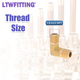 LTWFITTING Assortment Kit 1/8" 1/4" 3/8" 1/2" NPT Male Brass Pipe 90 Deg Elbow Set (Pack of 18)