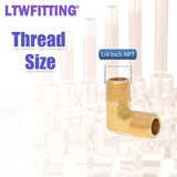 LTWFITTING Assortment Kit 1/8" 1/4" 3/8" 1/2" NPT Male Brass Pipe 90 Deg Elbow Set (Pack of 18)