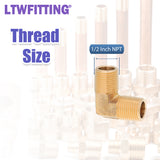 LTWFITTING Assortment Kit 1/8" 1/4" 3/8" 1/2" NPT Male Brass Pipe 90 Deg Elbow Set (Pack of 18)