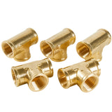 LTWFITTING Brass Pipe Fitting 1/2 Inch Female NPT Thread Tee Fuel Air(Pack of 5)