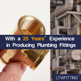 LTWFITTING Brass Pipe Fitting 1/2 Inch Female NPT Thread Tee Fuel Air(Pack of 5)