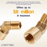 LTWFITTING Brass Pipe 45 Deg 1/4 Inch NPT Street Elbow Forged Fitting Fuel Air Boat(Pack of 5)