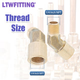LTWFITTING Assortment Kit (1/4", 3/8", 1/2") NPT Female x (1/4", 3/8", 1/2") NPT Male Brass Pipe 45 Deg Street Elbow Forged Set (Pack of 12)