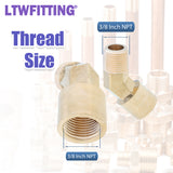 LTWFITTING Assortment Kit (1/4", 3/8", 1/2") NPT Female x (1/4", 3/8", 1/2") NPT Male Brass Pipe 45 Deg Street Elbow Forged Set (Pack of 12)