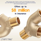 LTWFITTING Brass Y Shaped 1/2" NPT Female x 1/2" NPT Female x 1/2" NPT Male Pipe Fitting Adapter Connector Water Boat (Pack of 2)