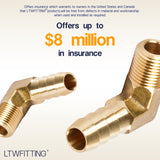 LTWFITTING 90 Degree Elbow Brass Barb Fitting 5/16 ID Hose x 1/8-Inch Male NPT Air(Pack of 5)