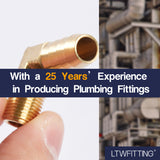 LTWFITTING 90 Degree Elbow Brass Barb Fitting 5/16 ID Hose x 1/8-Inch Male NPT Air(Pack of 400)