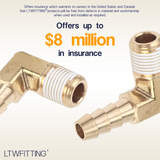 LTWFITTING 90 Degree Elbow Brass Barb Fitting 1/4 ID Hose x 1/8-Inch Male NPT Adapter with sealant (Pack of 10)