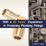 LTWFITTING 90 Degree Elbow Brass Barb Fitting 3/8 ID Hose x 1/4-Inch Male NPT Air Gas (Pack of 5)