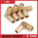 LTWFITTING 90 Degree Elbow Brass Barb Fitting 3/8 ID Hose x 1/4-Inch Male NPT Air Gas (Pack of 5)