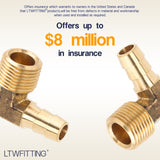 LTWFITTING 90 Degree Elbow Brass Barb Fitting 3/8 ID Hose x 3/8-Inch Male NPT Fuel Boat Water(Pack of 5)