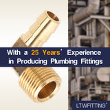 LTWFITTING 90 Degree Elbow Brass Barb Fitting 3/8 ID Hose x 3/8-Inch Male NPT Fuel Boat Water(Pack of 5)
