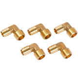 LTWFITTING 90 Degree Elbow Brass Barb Fitting 5/8 ID Hose x 1/2-Inch Male NPT Fuel Boat Air(Pack of 5)