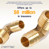 LTWFITTING 90 Degree Elbow Brass Barb Fitting 5/8 ID Hose x 1/2-Inch Male NPT Fuel Boat Air(Pack of 20)