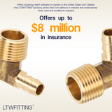 LTWFITTING 90 Degree Elbow Brass Fitting 3/8 Hose Barb x 1/2-Inch Male NPT Fuel Boat Air(Pack of 5)