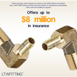 LTWFITTING 5/16 ID Hose x 3/8-Inch Male NPT 90 Degree Elbow Brass Barb Fitting (Pack of 50)
