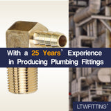 LTWFITTING 5/16 ID Hose x 3/8-Inch Male NPT 90 Degree Elbow Brass Barb Fitting (Pack of 200)