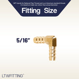 LTWFITTING LTWFITTING 90 Deg Elbow Brass Barb Fitting 5/16 inch x5/16 Hose ID Air/Water/Fuel/Oil/Inert Gases (Pack of 900)