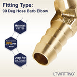 LTWFITTING LTWFITTING 90 Deg Elbow Brass Barb Fitting 5/16 inch x5/16 Hose ID Air/Water/Fuel/Oil/Inert Gases (Pack of 25)