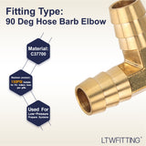 LTWFITTING LTWFITTING 90 Deg Elbow Brass Barb Fitting1/2 Hose ID x 1/2 inch Hose ID Air/Water/Fuel/Oil/Inert Gases (Pack of 25)