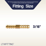 LTWFITTING Brass Barb Splicer Mender 3/16 inch Hose ID Fitting Air Water Fuel Boat(Pack of 1000)